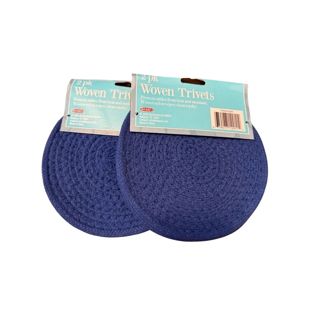 2 pk Woven Trivets - BASE4 - Blue - 6.5